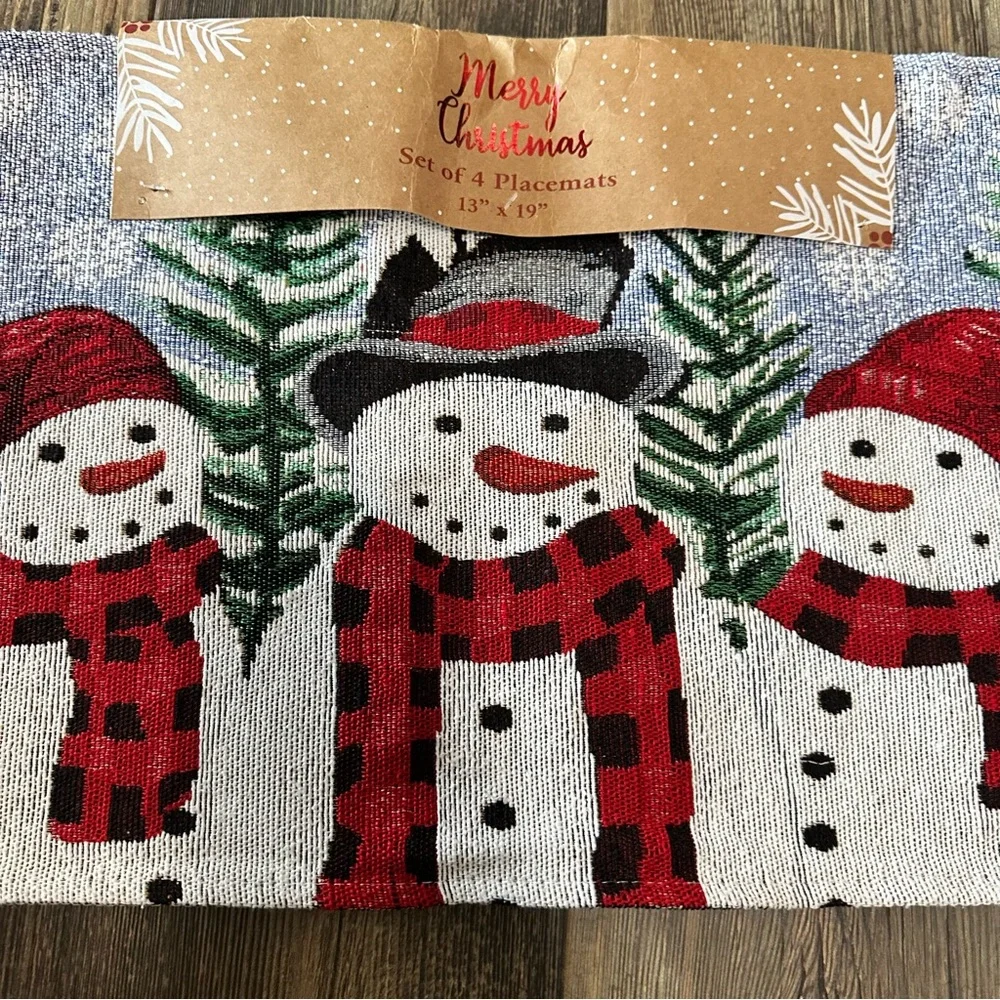 Trio Snowmen tapestry Christmas placemats set of 4 13
